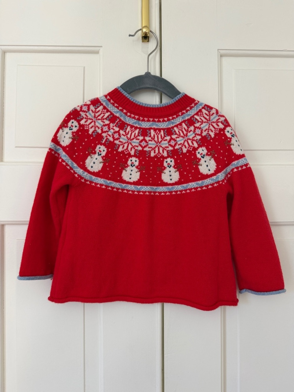 Baby Boden Red Snowman Fair Isle Knit Cardigan - Picture 2 of 3